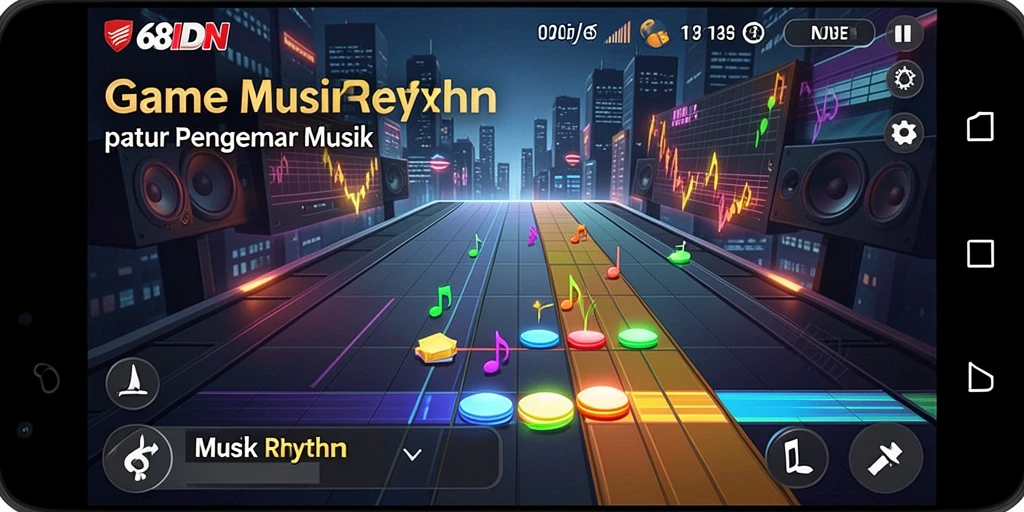 Tampilan antarmuka 68IDN dengan elemen Musik Rhythm menarik.