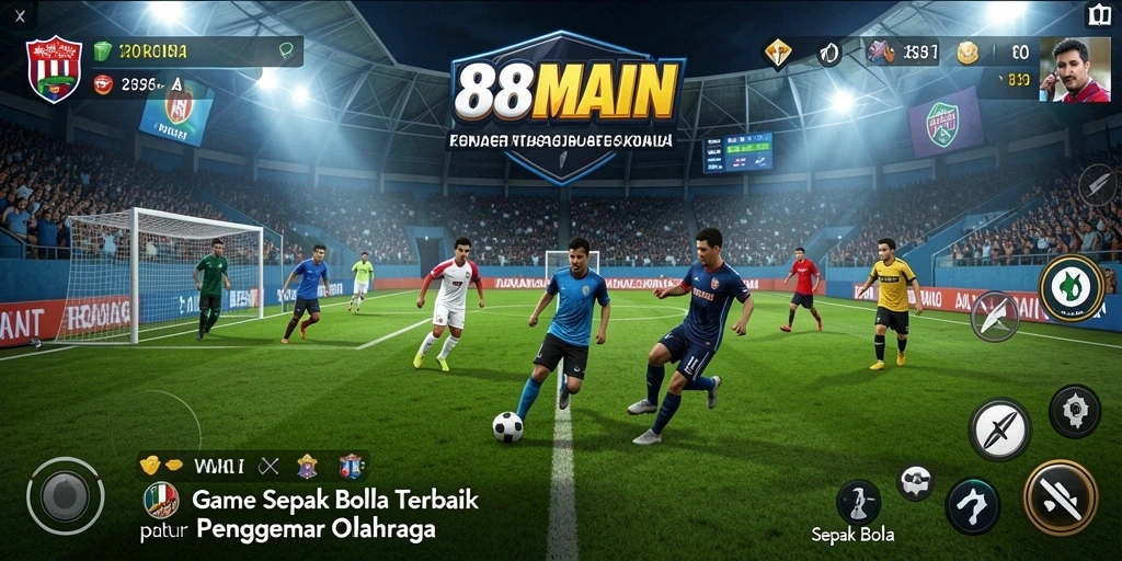 Tampilan antarmuka 88MAIN dengan fitur permainan sepak bola yang mengesankan.