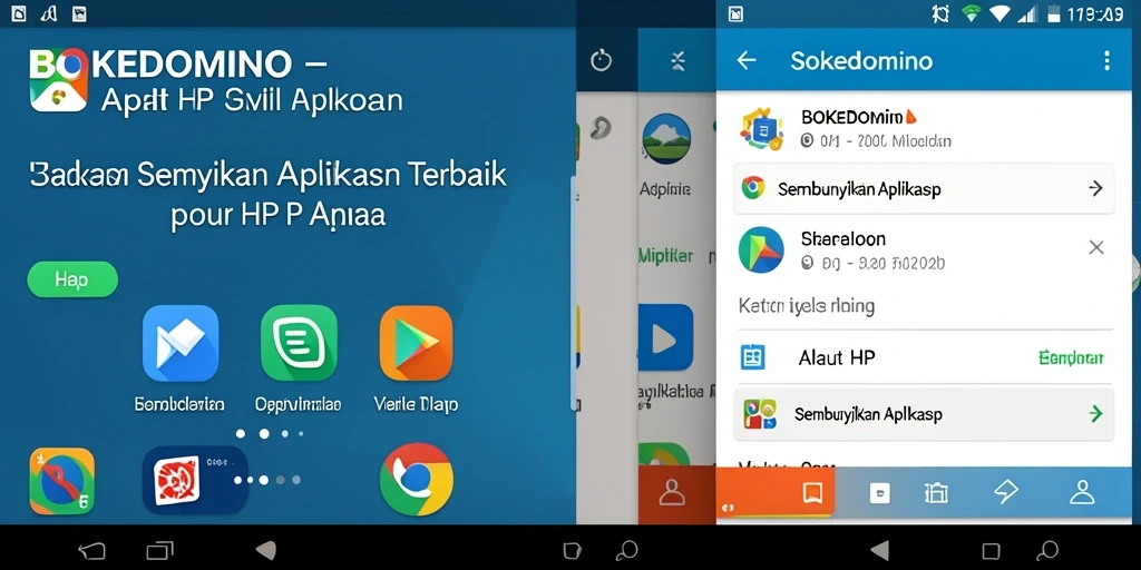 Antarmuka BOKEDOMINO yang bersih dan intuitif untuk menyembunyikan aplikasi.