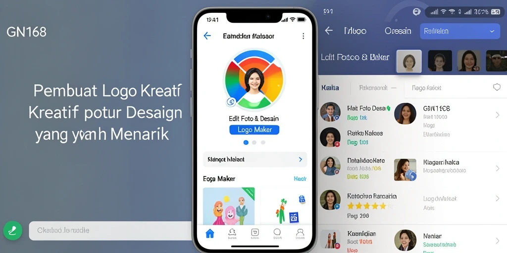 Antarmuka GN168 menampilkan berbagai fitur Logo Maker yang intuitif.