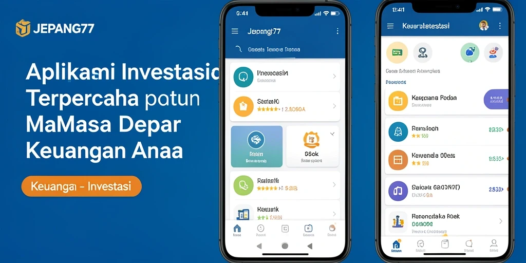 Antarmuka aplikasi JEPANG77 dengan fitur Investasi yang intuitif.