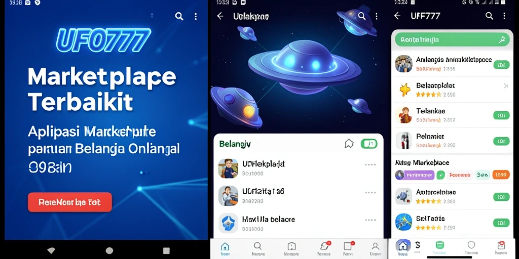 Screenshot antarmuka pengguna aplikasi Marketplace UFO777.